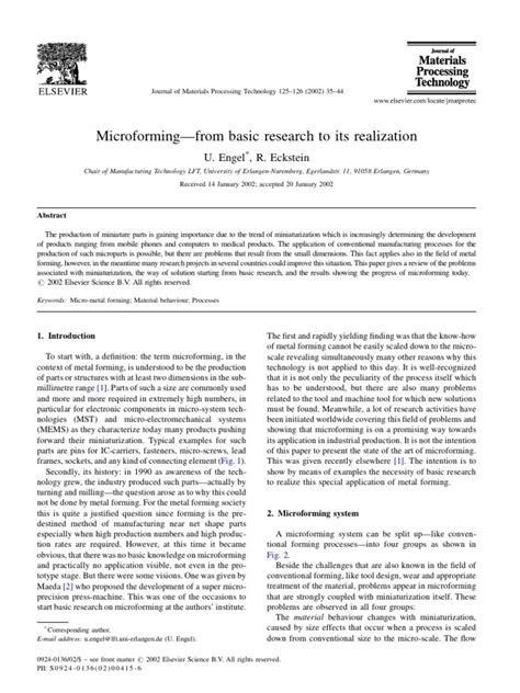 Microforming—from basic research to its realization